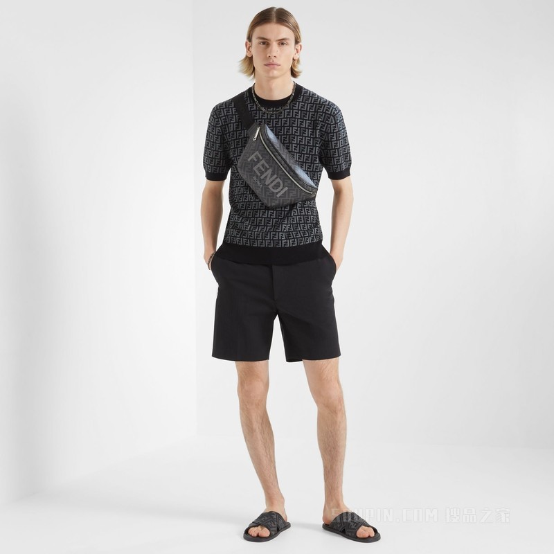 腰包 黑色FF布料腰包