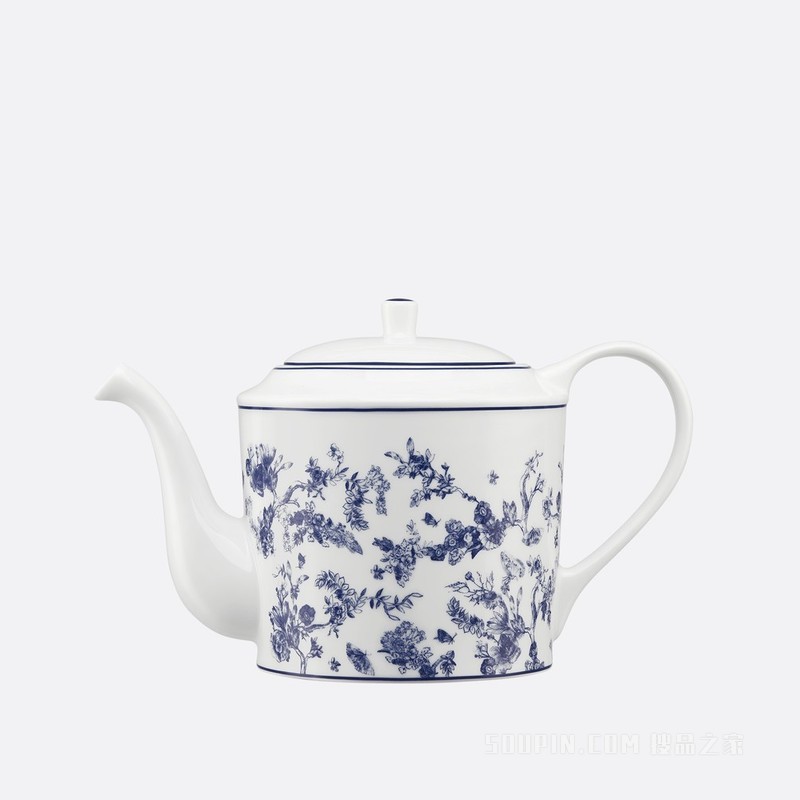 茶壶 蓝色茹伊印花