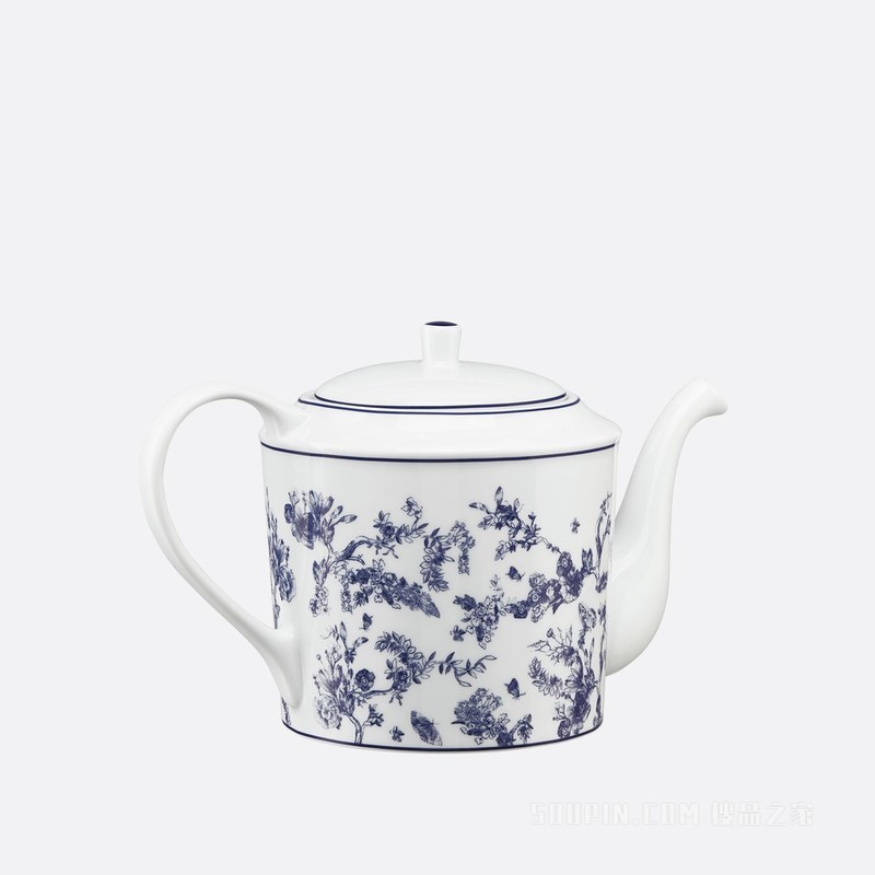 茶壶 蓝色茹伊印花