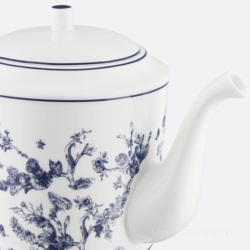 茶壶 蓝色茹伊印花