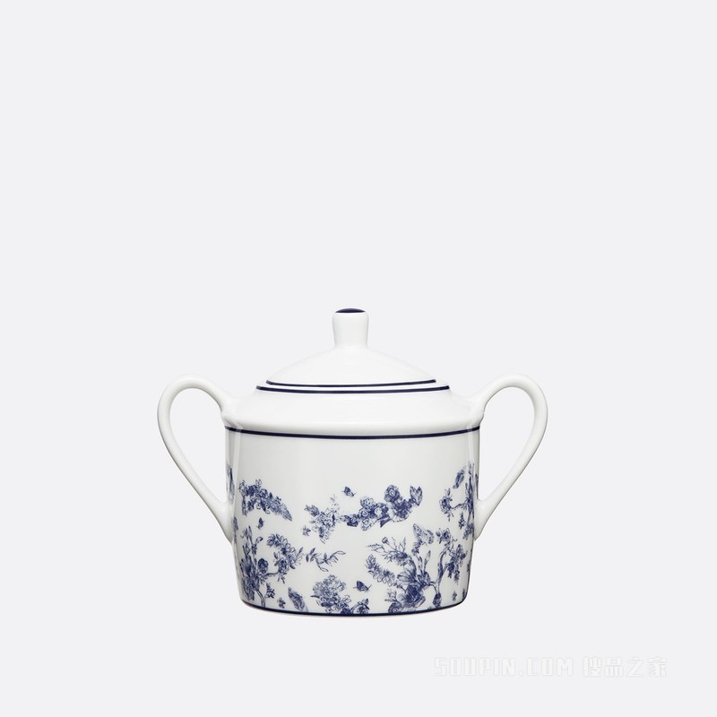 糖罐 蓝色茹伊印花