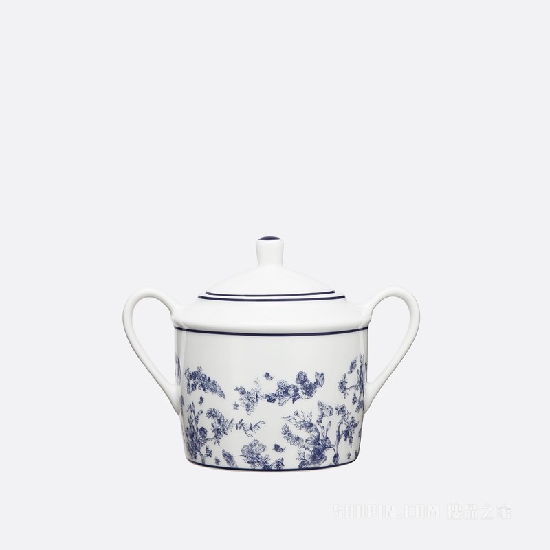 糖罐 蓝色茹伊印花