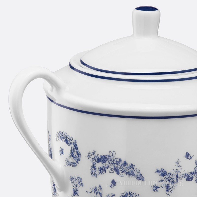 糖罐 蓝色茹伊印花