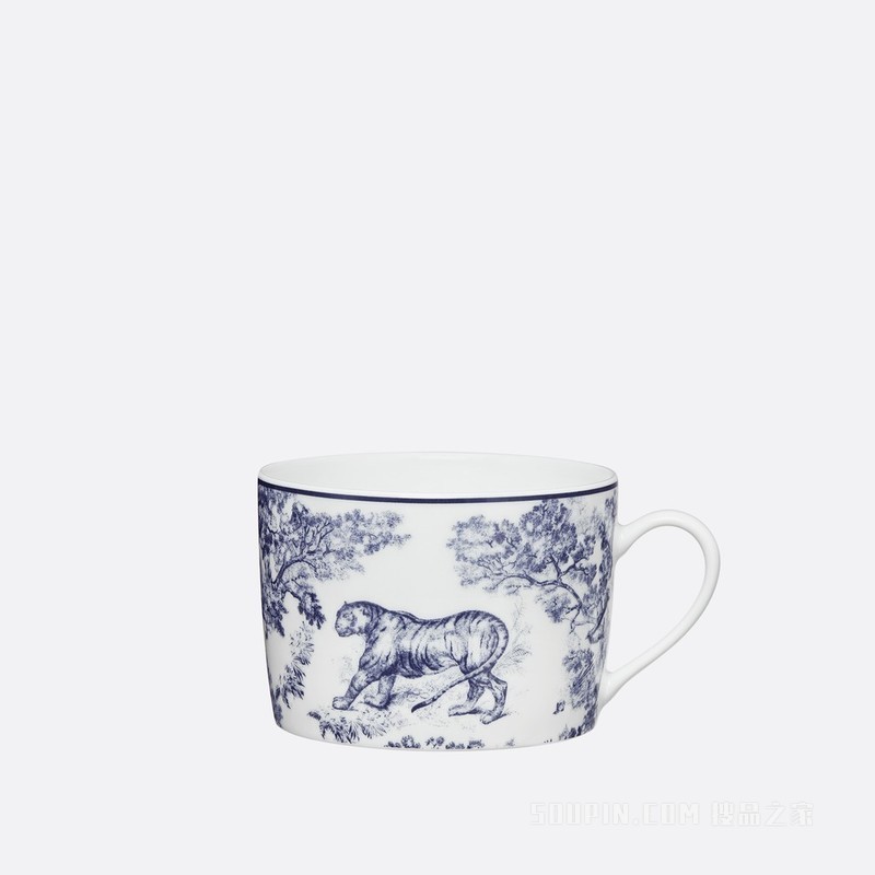 茶杯 蓝色茹伊印花