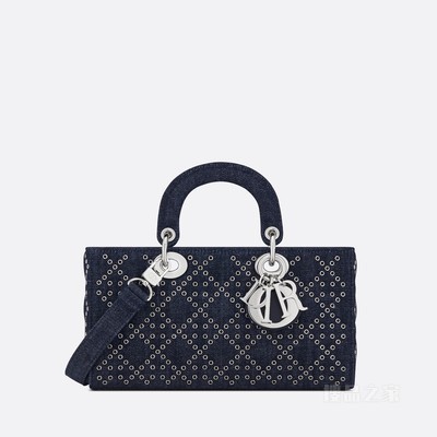 Lady D-Joy 手袋 牛仔面料藤格纹 Eyelet Blue 图案