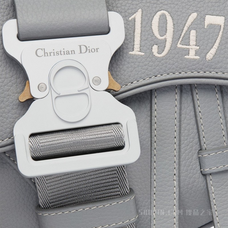 马鞍包 迪奥灰粒面牛皮革“Christian Dior 1947”标志