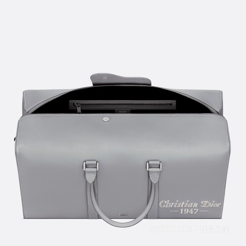 Dior Lingot 50 手袋 迪奥灰粒面牛皮革“Christian Dior 1947”标志