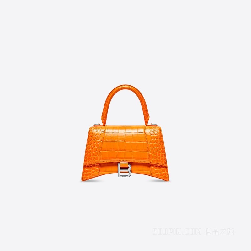 HOURGLASS小号鳄鱼纹压花手提包