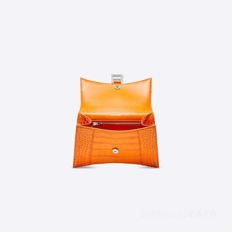 HOURGLASS小号鳄鱼纹压花手提包