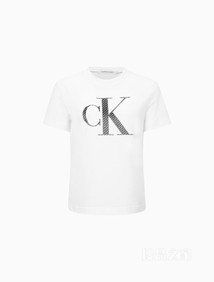 Calvin Klein 22春夏新款女士时尚纯棉字母填充印花LOGO短袖T恤ZW01732