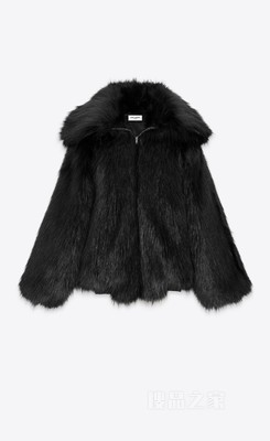 非动物毛皮超大领口夹克