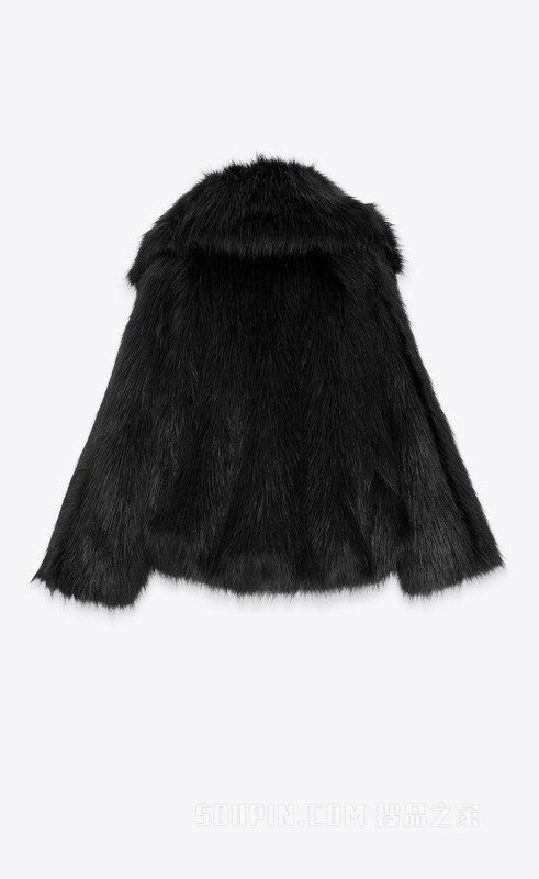 非动物毛皮超大领口夹克