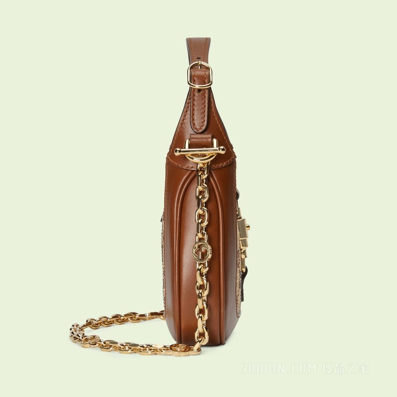 Jackie 1961系列迷你GG肩背包 驼色和乌木色帆布