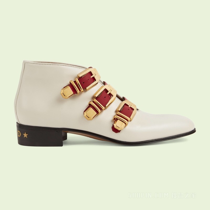 女士踝靴 白色皮革