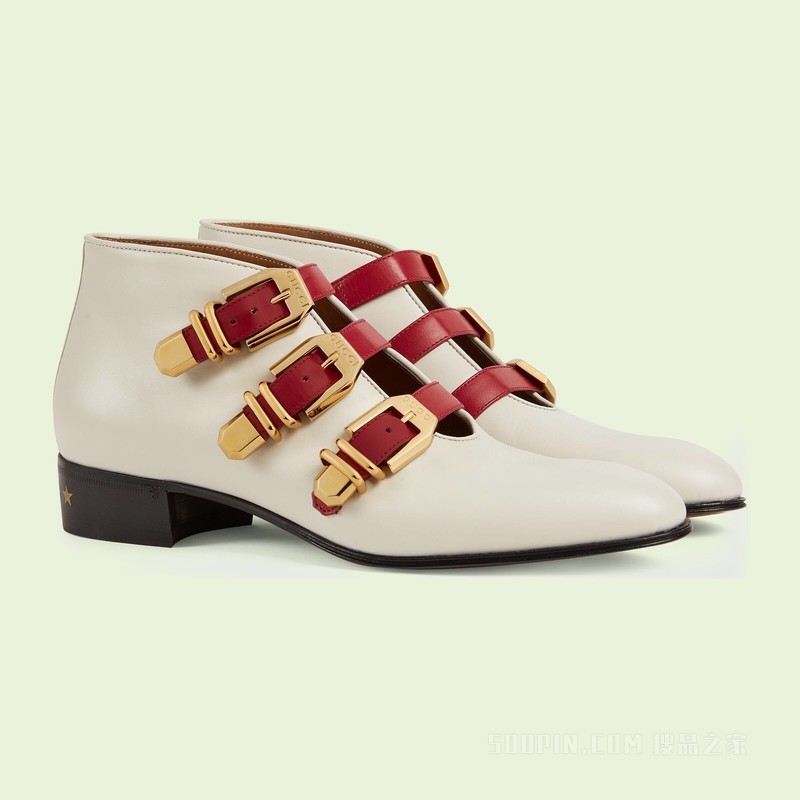 女士踝靴 白色皮革