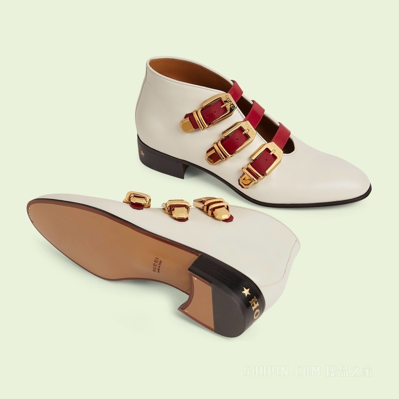 女士踝靴 白色皮革