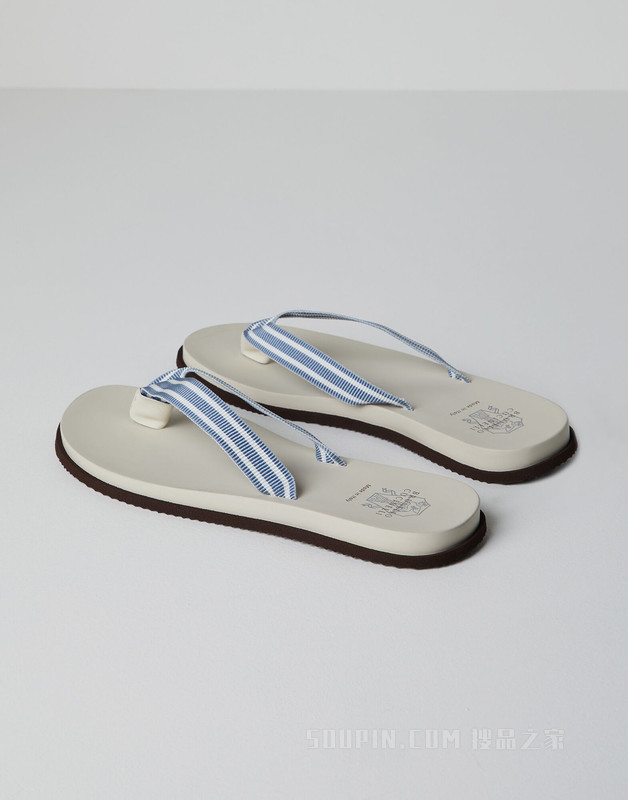 人字拖鞋 条纹罗缎带人字拖