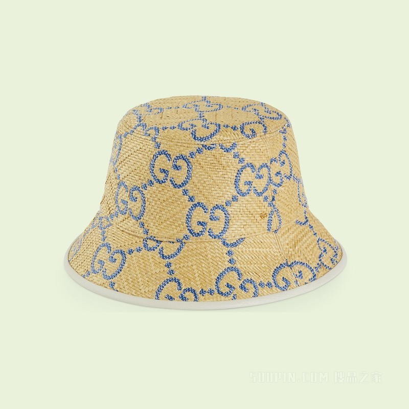 GG拉菲草效果渔夫帽 米色和蓝色
