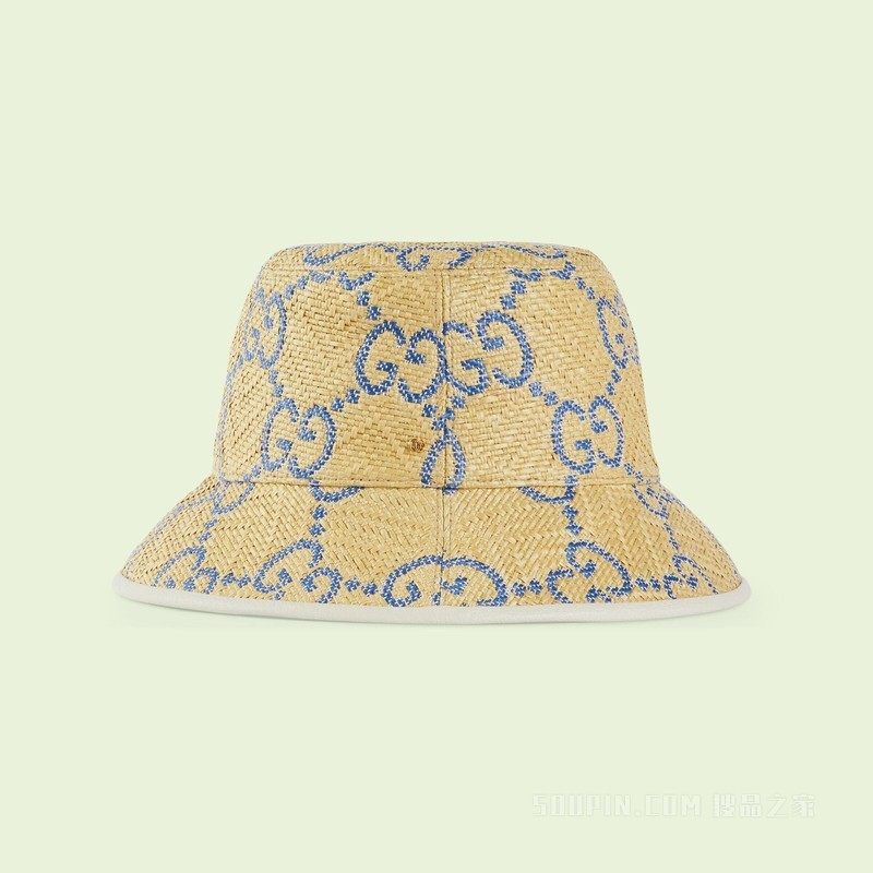 GG拉菲草效果渔夫帽 米色和蓝色