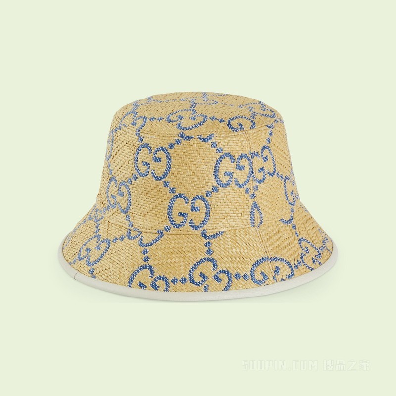 GG拉菲草效果渔夫帽 米色和蓝色