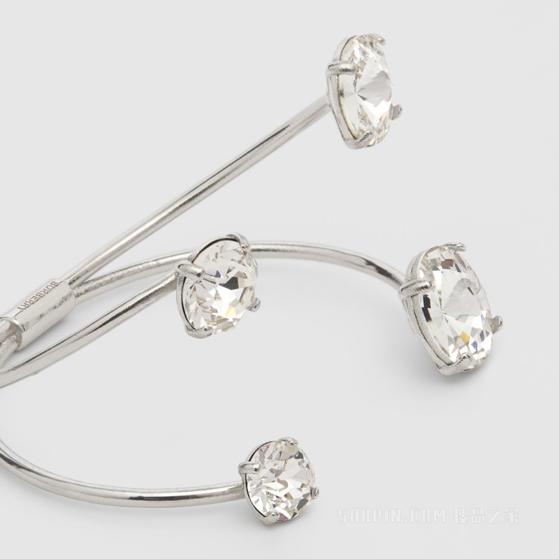 水晶装饰镀钯金耳骨夹 (水晶 / 钯金) - 女士