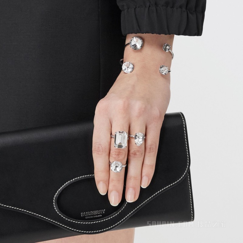 水晶装饰镀钯金耳骨夹 (水晶 / 钯金) - 女士