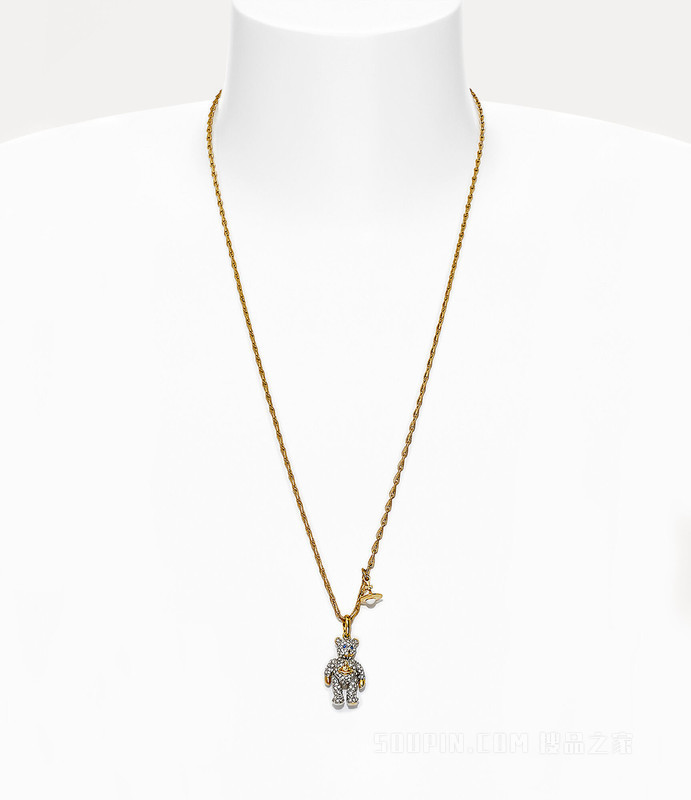 Little Pave Teddy Long Necklace