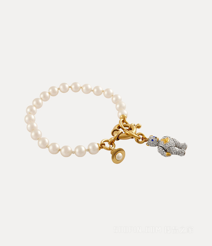 Little Pave Teddy Pearl Bracelet