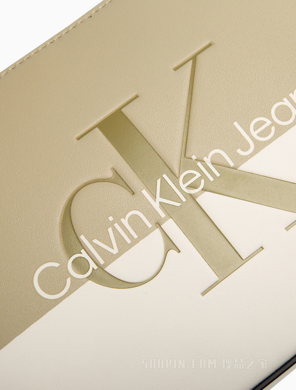 Calvin Klein 22初秋新款时尚拼色交叠压印LOGO拉链单肩斜挎包DH3204