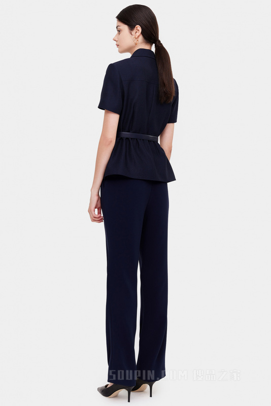 丈青色造型腰带西装夹克