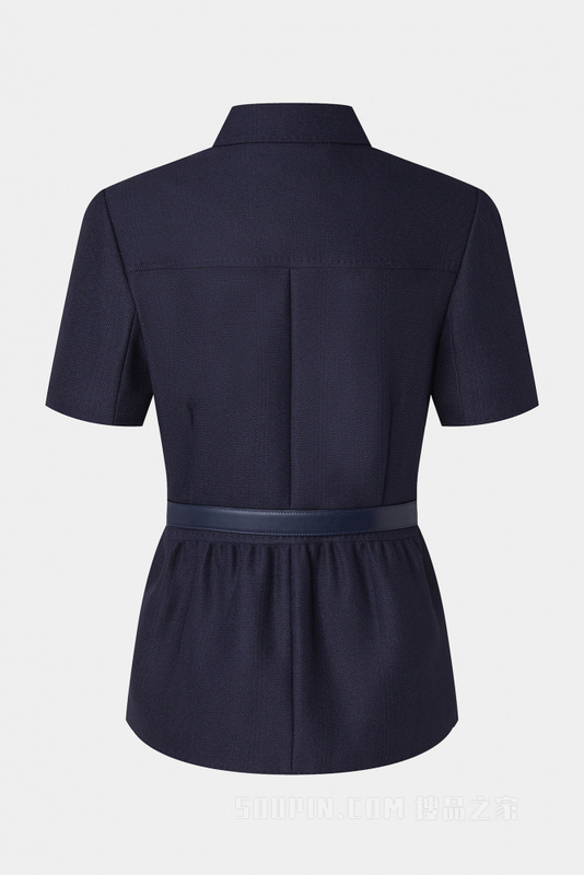 丈青色造型腰带西装夹克