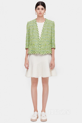 七分袖精致粗花呢夹克