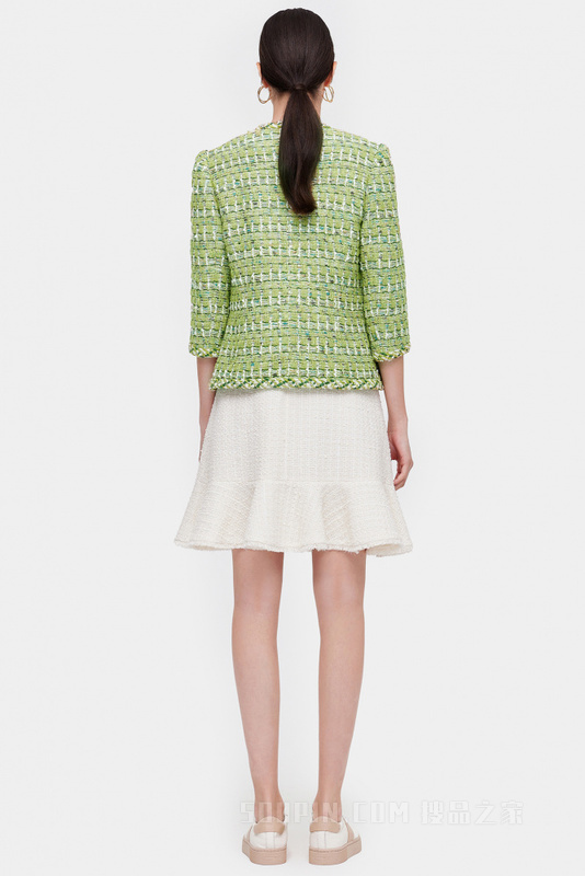 七分袖精致粗花呢夹克