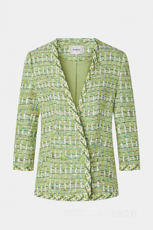 七分袖精致粗花呢夹克