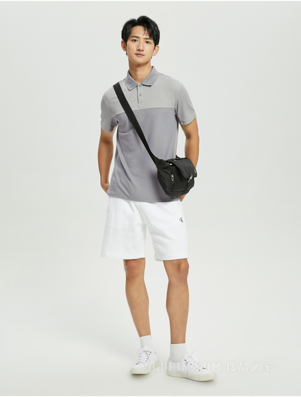 Calvin Klein 22春夏新款男士商务休闲拼色翻领透气短袖POLO衫40HC217