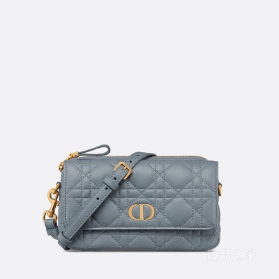 DIOR CARO 链条手袋 云雾蓝柔软牛皮革藤格纹