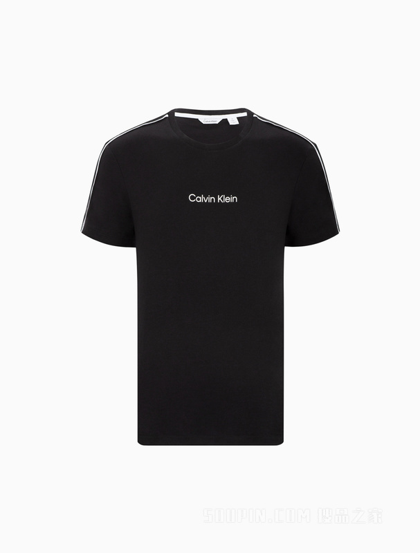 Calvin Klein 22春夏男士时尚圆领串标织带印花吸汗透气短袖T恤40HC212