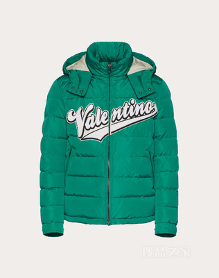 VALENTINO刺绣连帽尼龙羽绒外套
