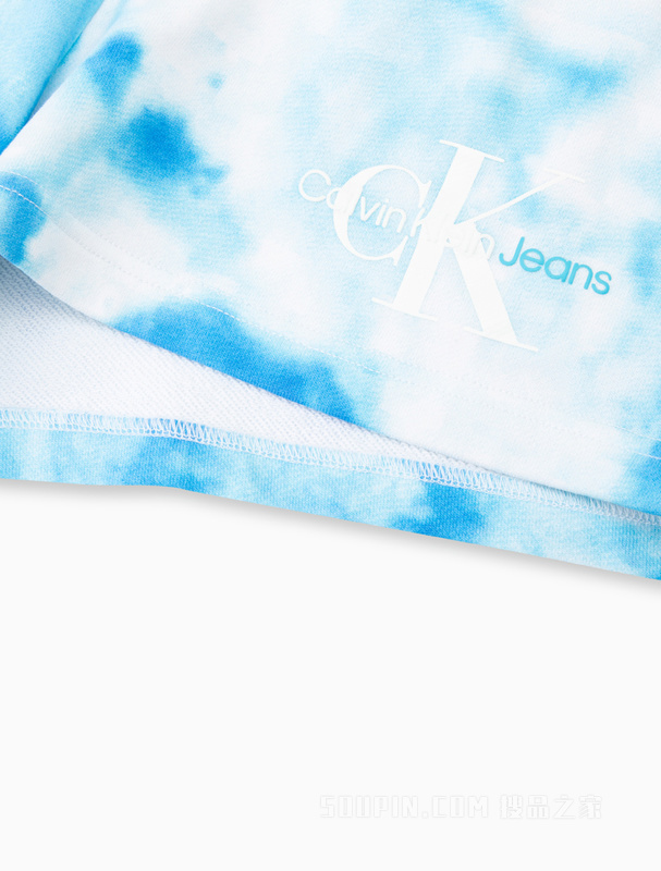 Calvin Klein 22春夏新款女士松紧腰纯棉扎染休闲短裤J219699