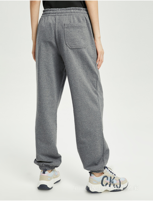 Calvin Klein 22春夏女士纯棉松紧抽绳束脚刺绣LOGO运动休闲裤40WH107