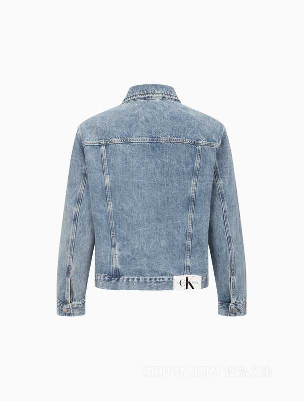 Calvin Klein 22春夏新款男士休闲纯棉LOGO织标翻领牛仔外套J319793