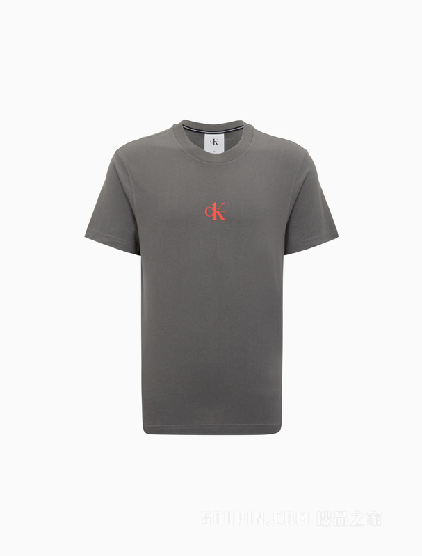 Calvin Klein 22春夏男女情侣中性时尚纯棉醒目LOGO透气短袖T恤J400157