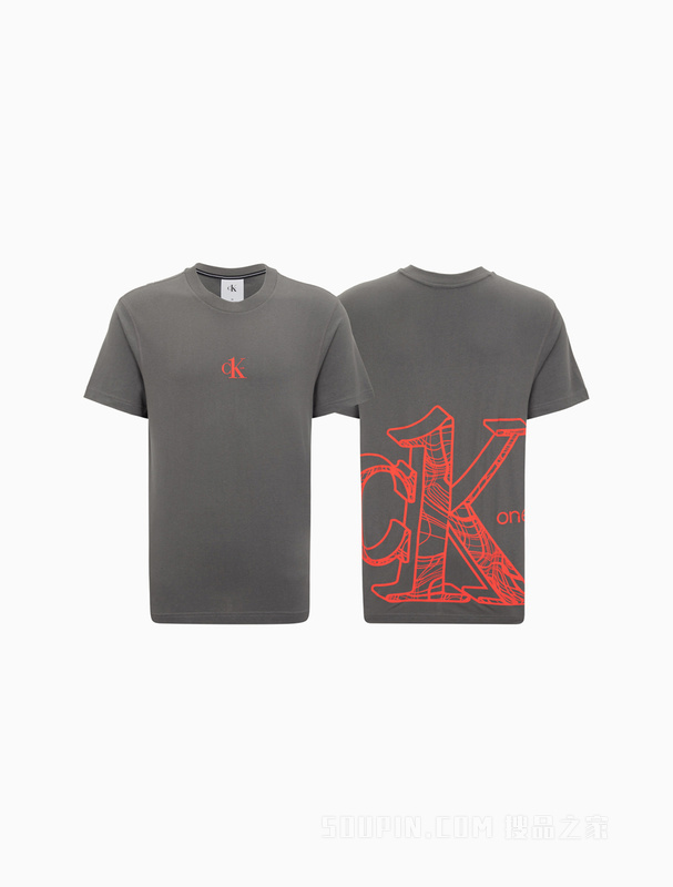 Calvin Klein 22春夏男女情侣中性时尚纯棉醒目LOGO透气短袖T恤J400157
