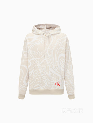 Calvin Klein 22春夏男女情侣中性时尚纯棉字母印花连帽卫衣J400159