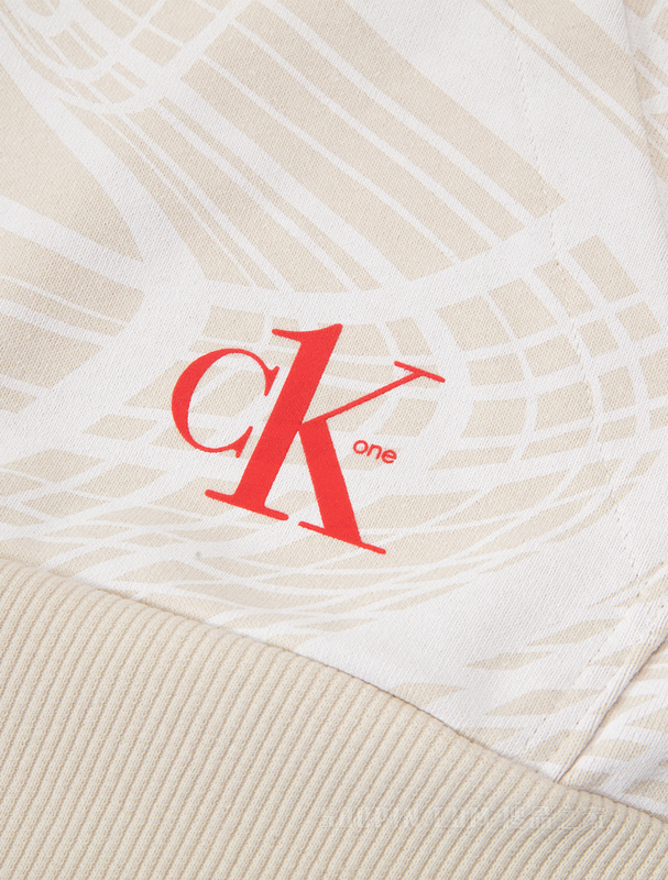 Calvin Klein 22春夏男女情侣中性时尚纯棉字母印花连帽卫衣J400159