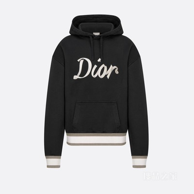 超大版型连帽运动衫 黑色棉质起绒面料