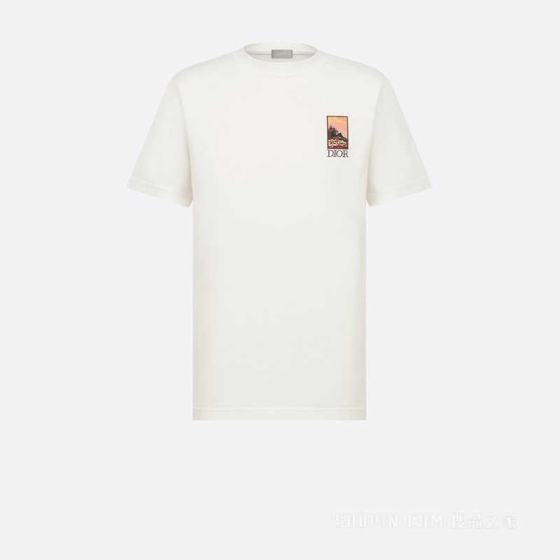 DIOR AND JACK KEROUAC T 恤, 宽松版型 白色棉质竹节平纹针织面料