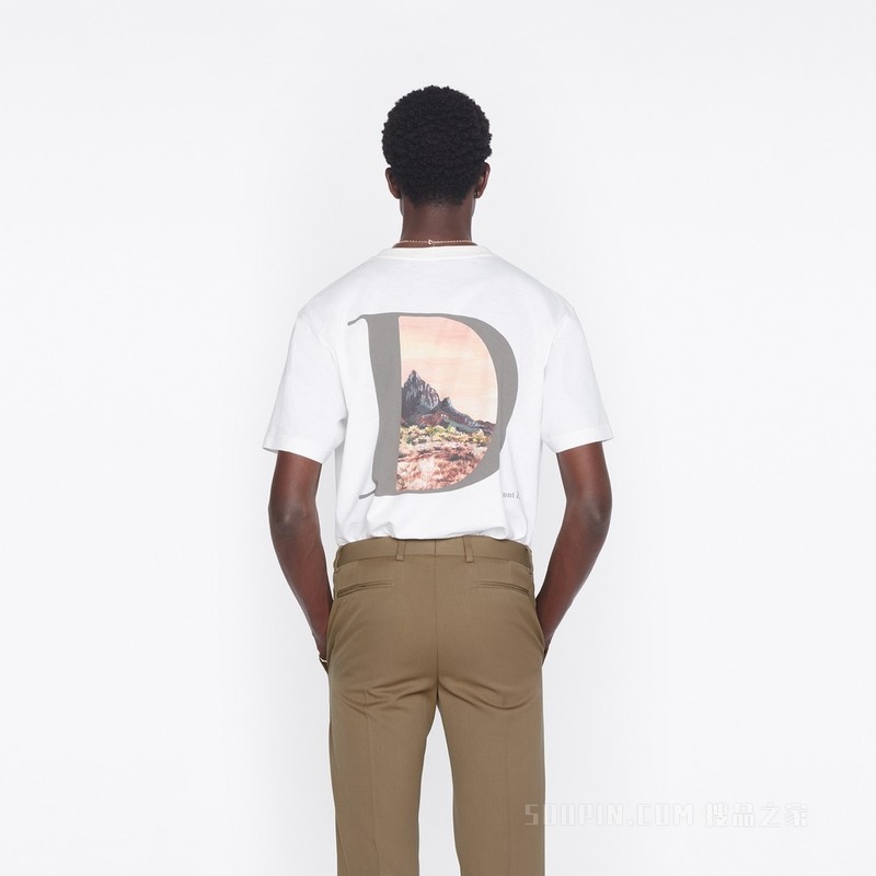 DIOR AND JACK KEROUAC T 恤, 宽松版型 白色棉质竹节平纹针织面料