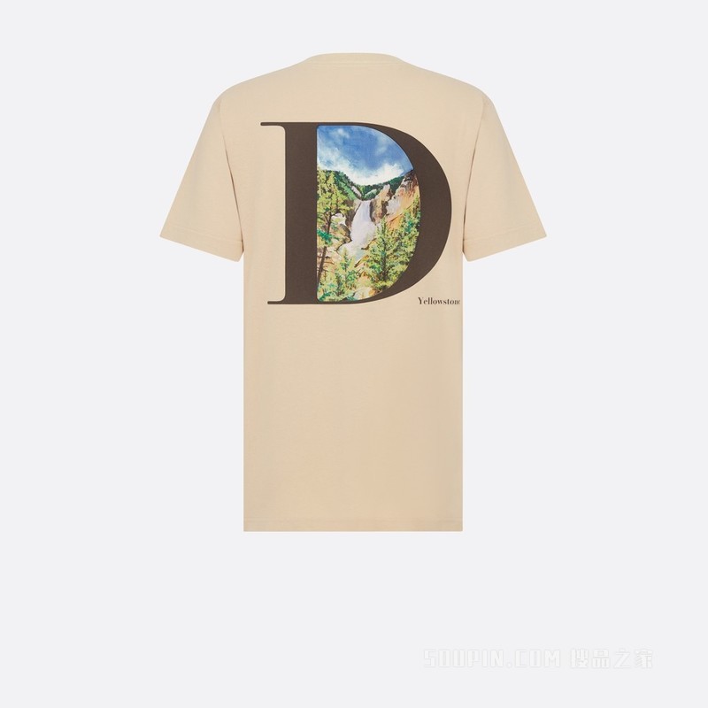DIOR AND JACK KEROUAC T 恤, 宽松版型 米色棉质竹节平纹针织面料