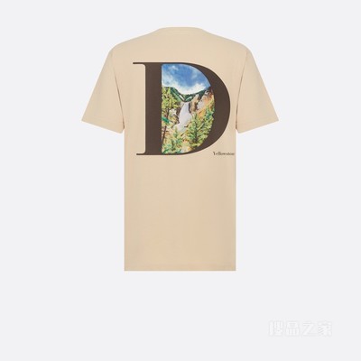 DIOR AND JACK KEROUAC T 恤, 宽松版型 米色棉质竹节平纹针织面料